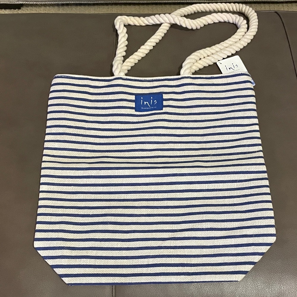 Blue and White Striped Tote Bag